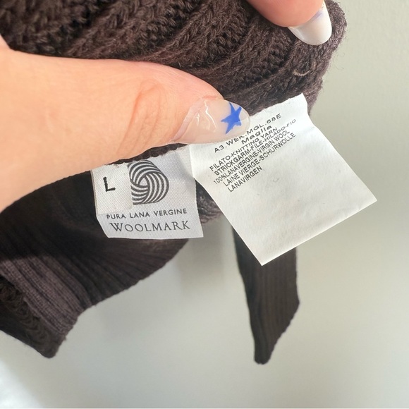 Maxmara 100% virgin wool asymmetrical ribbed knit sweat brown size large - Picture 3 of 5